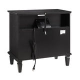 Open Space and 2 Drawers Dresser Nightstand with Charging Station, Farmhouse End Table with USB W1693P216933