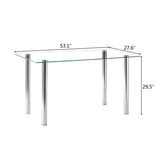 ZUN Simple Assembled Transparent Glass & Iron Dinner Table 68778429