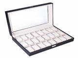 24 Compartments Top-level Opening Style Leather Watch Collection Box Black 45482126