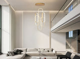 High Ceiling Chandelier Modern LED Ring Pendant Light 3 Color Dimmable Gold Chandeliers Contemporary 29580146