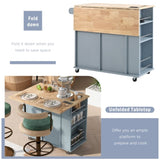 Kitchen Island with Power Outlet,Kitchen Storage Island with Drop Leaf Rubber Wood,Open Storage WF305556AAG