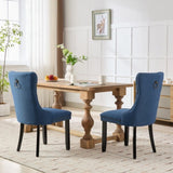 ZUN Modern, High-end Tufted Solid Wood Contemporary Flax Upholstered Linen Dining Chair with Wood Legs 02456009