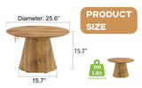 ZUN Natural Wood Grain MDF Round Coffee Table - 25.6" Diameter, 15.7" Height.Natural Wood Grain Texture W2920P232765