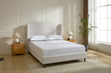 Hannah Upholstered Wingback Bed Size Queen / Tall 54" Headboard Upholstered Queen Bed / Premium B083P227902