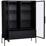51.2'' Tall Lighted Display Cabinet with Tempered Glass Door, Metal Legs, LED Curio Cabinet, Modern N845P261794B