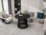 Round Coffee Table, Grille Molding, Suitable for Bedroom, Living Room, Balcony W688P202819