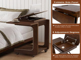 Solid Wood C Shaped End, Rolling Side with 360&deg Adjustable & Foldable Desktop, Couch 02704098