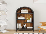 Arched Top Industrial Open Shelf 4-Tier Asymmetrical Dark Freestanding Display Rack for Home & W3123P485378