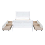 Twin Size Wood Platform Bed with 4 Drawers and Streamlined Headboard & Footboard, White WF308630AAK