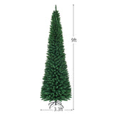 9ft Slim Pencil Christmas Tree - Space-Saving Design for Small Corners, 1500 Realistic PVC Branches 53891732