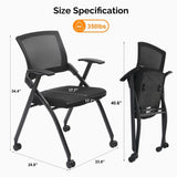 ZUN 1 Pack Stackable Conference Room Chairs with Wheels, Folding Office Chair with Rebound Back, Padded 56646231