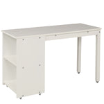 ZUN Low Study Twin Loft Bed with Cabinet and Rolling Portable Desk - White 09527579