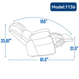 ZUN 23" Seat Width and High Back Large Size Chenille Power Lift Recliner Chair with 8-Point Vibration W1803125728
