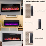 42 inch recessed ultra thin tempered glass front wall mounted electric fireplace with remote and W1769133638