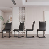 ZUN Modern Dining Chairs,PU Faux Leather High Back Upholstered Side Chair with C-shaped Tube. Black W2189138535