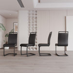 ZUN Modern Dining Chairs,PU Faux Leather High Back Upholstered Side Chair with C-shaped Tube. Black 80174496