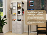 73" Tall Slim Storage Cabinet, 3-Tier Media Storage Cabinet with 3 Drawers and 2 Hooks, Bookcase 99558248
