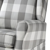 Grey and White Rolled Arm Swivel Chair with Glider B062P186522