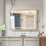 40*30inch LED Bathroom Beveled Mirror,3000-6000K Gradient Front and Backlit LED Mirror for W2091P214095