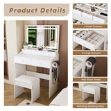 New Large Mirror Vanity Desk for Bed room , Modern Makeup Vanity Set with Power Outlet and Hair 25285722