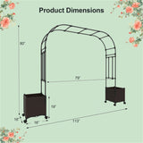 80" Garden Arch Trellis with 2 Planter Boxes and Lockable Wheels 51837950