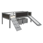 ZUN Twin size Loft Bed Wood Bed with Two Storage Boxes - Gray 01516618