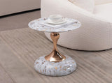 Mermaid Tail End Coffee Table Round Side Table, Modern Metal Pedestal Table, Minimalist Accent Table W2664P232838