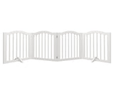 27.6" Height Tall Freestanding Pet Gate, 4 Panels Foldable Dog Gate, Solid Wood Folding Safety Fence 04478845