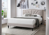 Modern Vintage 1pc Queen Size Bed Light Brown Burlap Fabric Nailhead Trim Accents Headboard Bedframe B011P238963