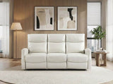 Contemporary Beige Double Reclining Sofa with Side Pocket 1pc Faux Leather Upholstery Plywood Living B011P501148
