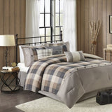 7 Piece Herringbone Comforter Set Neutral Cal King B03597192
