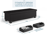 Ottoman with Storage Bench, 43-inch Storage Ottoman, Leather, Black 42966149