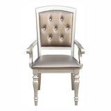 Glamorous Crystal Button-Tufted Set of 2 Arm Chairs Silver Finish Upholstered Seat Back Modern B01182313
