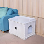 ZUN FCH Cat Litter Box House Hidden Cabinet Extra Large Enclosure Furniture White 41330453