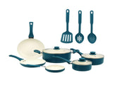 12 Piece Ceramic Nonstick Aluminum Cookware Set, Corsair Blue 47247518