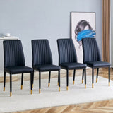 A set of 4 dining black dining chair set, PU material high backrest seats and sturdy leg W1151P191427
