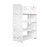 ZUN Wood-plastic Board Four Tiers Carved Shoe Rack White A 97499052