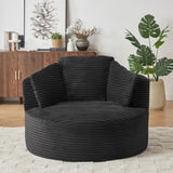 Compressible Corduroy Round Chair with Cushioned Backrest - Modern Comfort Seating for Living W2339P323616