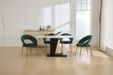061-Set of 1 Velvet Fabric Chairs With Curved Backrest and Golden Metal Legs for Kitchen or W527P255476