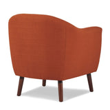 Orange Fabric Upholstered Accent Chair 1pc Espresso Finish Legs Button Tufted Solid Wood Furniture B011P182506