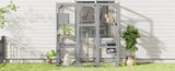 Outdoor Cat House, DIY Cat Enclosure, Cat Catio with Double Enter Doors, 62.8"L x 32.2"W x68.5"H N719P283198E