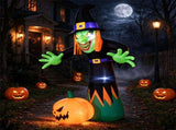 8FT Halloween Inflatable Witch and Pumpkin with Built-in LED Lights Pumpkin Blow Up Outdoor Yard 22995142