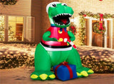 6FT Inflatable Christmas Dinosaur Santa Hat/Vest Gift Boxes, Bright LED Lights, Waterproof 30198205