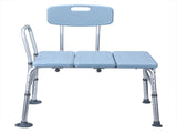 Medical Bathroom Safety Shower Tub Aluminium Alloy Bath Chair Transfer Bench with Back & Handle Blue 85785756