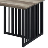 Antique Oak and Black Coffee Table with Metal Base B062P209139