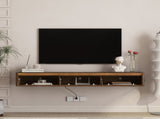 Floating TV Stand, Wall Mounted TV Shelf with Led Lights & Power Outlet,High Gloss TV Cabinet for 62728944
