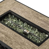 Beige Rattan Fire Pit Table with Tank Holder and Ceramic Tile Tabletop W853P202196