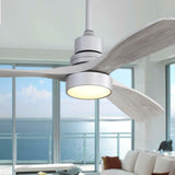 ZUN 52 Inch Ceiling Fan Light With 6 Speed Remote Silver 3 Wood Blade Reversible DC Motor For Bedroom W93494500