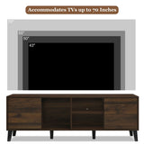 Mid Century TV Stand 2 Cabinets, Media Console Table for TVs up to 70'', Entertainment Center N710P190046Q