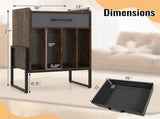 Multi-Purpose Record Player Stand with Drawer and Record Holder-Rustic Brown 25963705